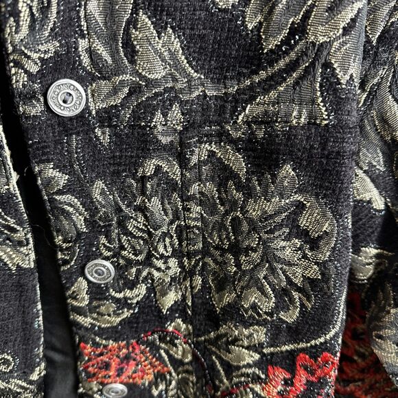 Women’s Chicos Embroidered Beaded Black Gold Red Blazer Jacket Career Size 1 - Picture 6 of 14